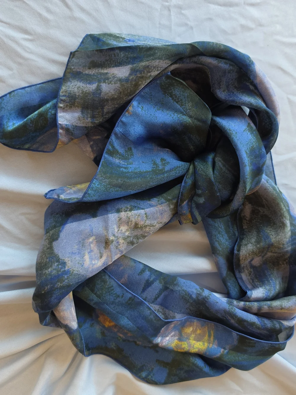 Brochier Soieries Blue Multicolor Decorative Silk Scarf